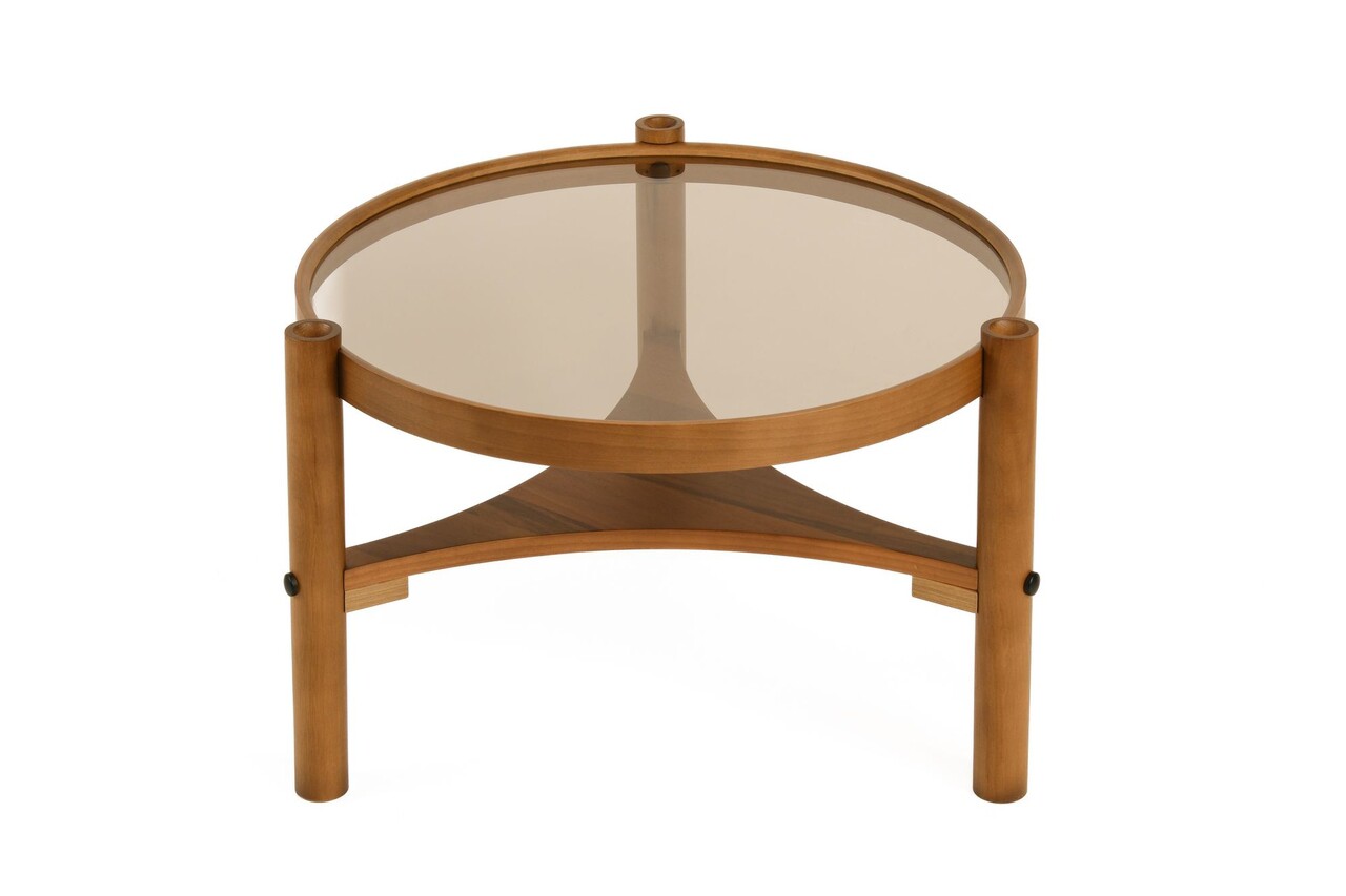 Masuta de cafea, Hanah Home, Clover, 100x46x100 cm, 100% SOLID BEECH WOOD, Maro - imagine 4